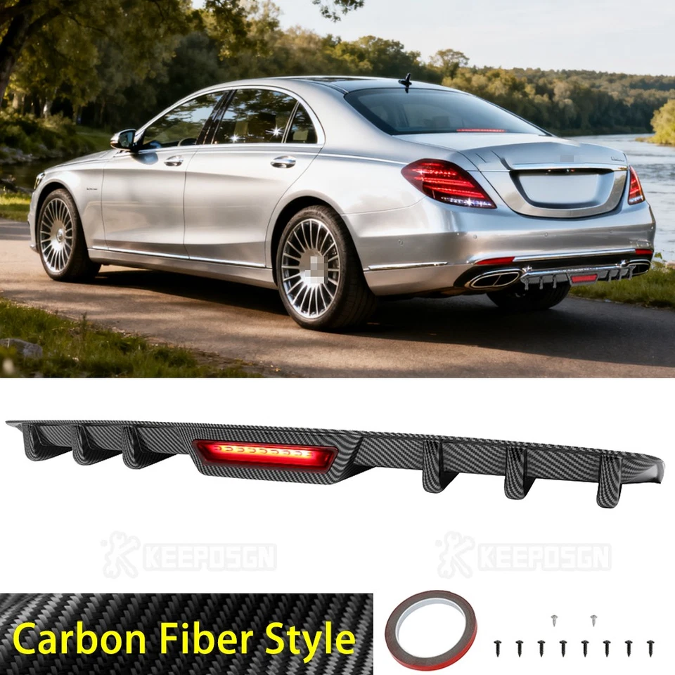 Карбоновый стиль ABS задний диффузор бампер спойлер кромка для Mercedes-Benz S550 AMG S65 - Изображение 1 из 4