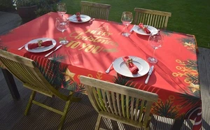 Tablecloth Provence 150x240 CM Red Christmas from France Non-Iron - Picture 1 of 5