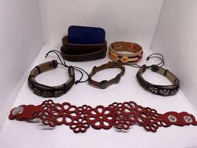 手链套装全皮革按扣领带全新二手多色或一些可调节 — 第 1/4 张图片