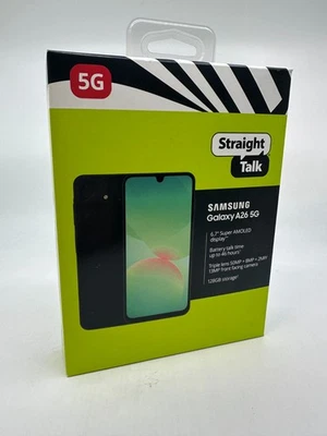 Samsung Galaxy A26, 5G, 128GB, Black - (Straight Talk) Prepaid Smartphone SEALED - Image 1 of 4
