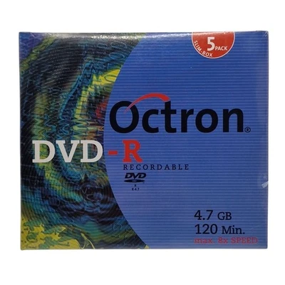 Octron DVD-R Recordable 120min 4.7GB Max 8x Speed Blanks of 5 Pack New & Sealed - Image 1 of 4