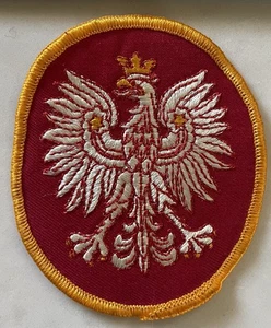 Vintage Poland Coat Of Arms Souvenir Round Embroidered Patch White Eagle - Picture 1 of 3