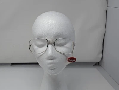 复古 ARTOPTIC 男式意大利眼镜框白色银色框架意大利 56-22 — 第 1/4 张图片