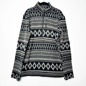 Smartwool Hudson Trail Fleece 1/2 Zip Sweater in Black Fairisle Size Large - Picture 1 of 8