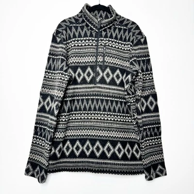 Smartwool Hudson Trail Fleece 1/2 Zip Sweater in Black Fairisle Size Large - Image 1 of 4