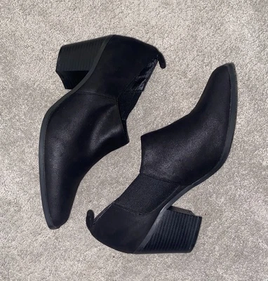 Chinese Laundry Gini  Booties Black Faux Leather Block Heels Women’s Size 10 - Image 1 of 4