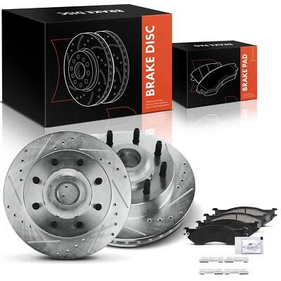 6x Rotores de freno delanteros perforados y pastillas de freno de cerámica para Dodge Ram 1500 Van 1999 Foto 1 de 4