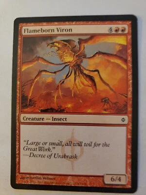 MTG Magic The Gathering Card Flameborn Viron Creature Insect Red New Phyrexia  - Image 1 of 2