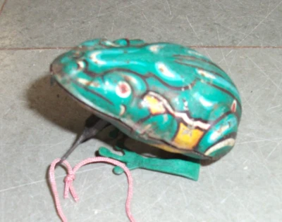 Grenouille Sauteuse Vintage À Remontage Litho Colorée En Fer-blanc, Japon? - Photo 1/4