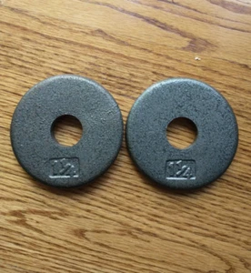 Standardgröße Langhantel Gewichte Paar 1,25 Pfund Platten Pfannkuchenplatten 2,5 insgesamt - Bild 1 von 1