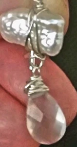 Glamorous Natural Pearl & Lavender Amethyst 925 Sterling Dangle Hook Earrings - Picture 1 of 15