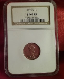 1971 S (San Francisco Mint) Lincoln Cent NGC PF 64 RB - Picture 1 of 4