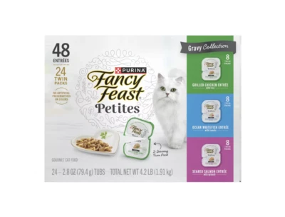 Purina Fancy Feast Petites Gravy Cat Food, Variety Pack, 2.8 oz Tubs ( 24 Pack )