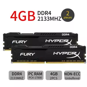 Kingston HyperX Fury 8GB 2x4GB DDR4 2133MHz PC4-17000 CL14 Desktop PC Memory RAM - Picture 1 of 8