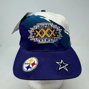 Sombrero deportivo con logotipo del Super Bowl XXX 1996 de colección Snapback Steelers Vaqueros - Imagen 1 de 9