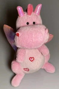 Best Made Toys Pink Dragon Stuffed Plush 10” Shiny Valentine Hearts Kisses - Picture 1 of 4