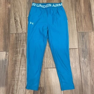 Under Armour Girls Track Pants Blue Teal Elastic Waist Pull On Loose Fit Youth S - Picture 1 of 7
