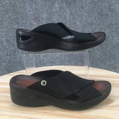 Sandalias Bzees para mujer 8,5 M Desire sin cordones negras informales logotipo de cuña Foto 1 de 4