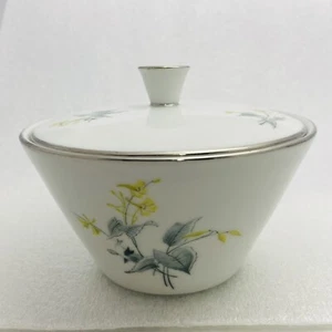 Konigl pr Tettau Sugar Bowl & Lid Spring Bouquet Platinum Edging Bavaria Germany - Imagen 1 de 10