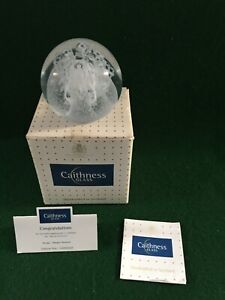CAITHNESS GLASS ~ WHITE CONGRATULATIONS PAPERWEIGHT IN BOX