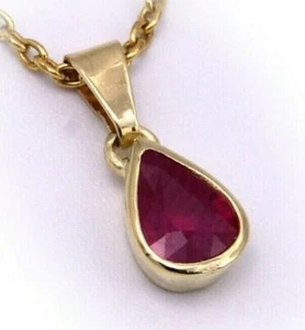 Damen Anhänger echt Rubin Tropfen echt Gold 585 14 karat Gelbgold Qualität Neu   - Picture 1 of 3