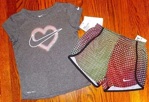 NIKE SPORT AUTHENTIC TODDLERS GIRLS ORIGINAL BRAND NEW 2Pc SHORTS SET Sz 6X, NWT - Picture 1 of 2