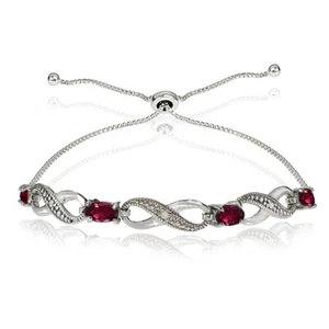 Infinity Symbol Created Ruby Adjustable Bolo Bracelet in Sterling Silver - Picture 1 of 3