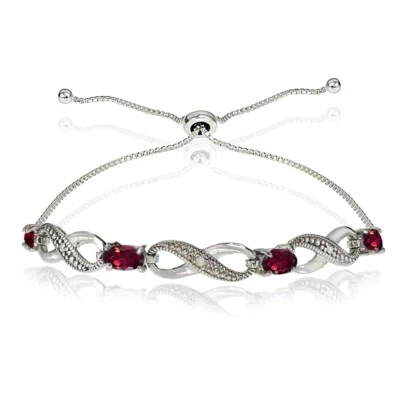 Infinity Symbol Created Ruby Adjustable Bolo Bracelet in Sterling Silver - Image 1 of 3