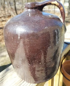 Antiker braun glasierter Krug * 1880-90 * Steinzeug * Gebrauchsflasche - Bild 1 von 5