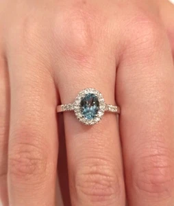 Anillo de Oro Blanco 18CT 750 Con Aguamarina CT 0,81 y Diamantes CT 0,26 (1392) - Imagen 1 de 8