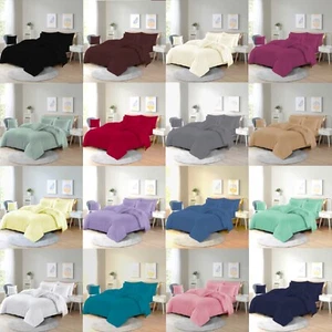 Plain Dye Duvet Quilt Cover with Pillow Case Bedding Set Single Double King Size - Picture 1 of 44