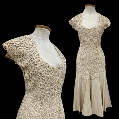 Vintage 1950s Suzy Perette Designer Cream Rhinestone Embroidered Dress - Image 1 of 4