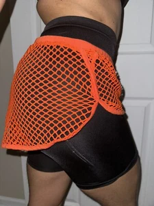 Victoria’s Secret RARE Y2K Orange Sexy Sheer Fishnet Boho Beach Shorts Pull On L - Picture 1 of 4