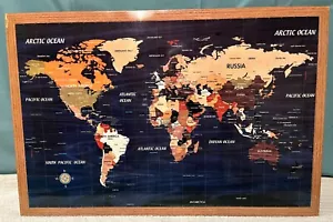 Wooden World Map Wall art, 28" x 19". Countries of woods common to each,detailed - Picture 1 of 13