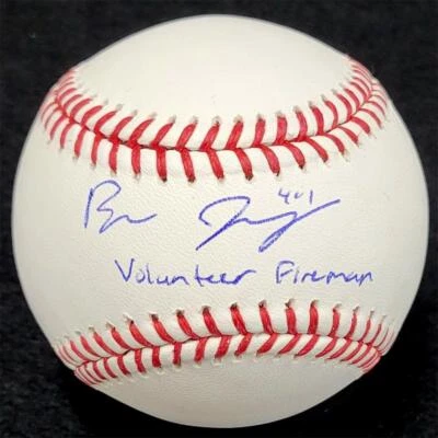 Ben Joyce signed "Volunteer Fireman" MLB Baseball Angels autograph ~ BAS Beckett - Image 1 of 2