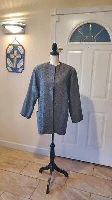 Chaqueta abierta vintage de lana Searle gris forrada con bolsillos talla 4 Foto 1 de 4