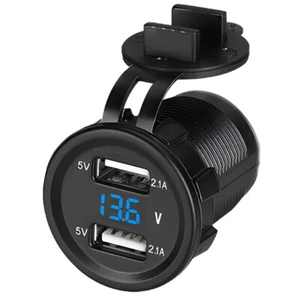 2 Port 12V-24V Car Boat Charger Socket Voltage Digital Panel Volt Meter Dual USB - Picture 1 of 17