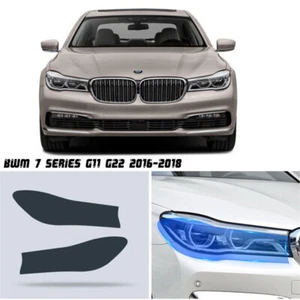 LH+RH Smoke TPU Headlights Protective Precut Film Sticker Cover For BMW 7 series - Picture 1 of 10