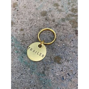 Trailer Key Tag Keychain Hand-Stamped Gold-Colored Brass Metal Label Identifier - Picture 1 of 1