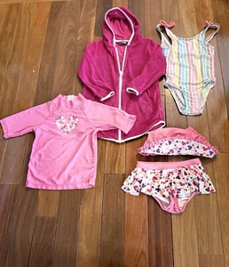 Girls 4T Swimsuit, Swim hat And Cover Up Bundle - Picture 1 of 5