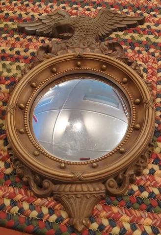 Vintage Eagle Mirror Convex Wall Mirror Syroco #4410 16"x 10" Cover