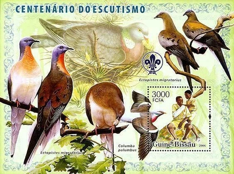 Scout Stamp Bird Pigeons Columba Palumbus Nest S/S MNH #3409/Bl.568 Cover