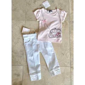 Lili Gaufrette NWT $138 French boutique girls tee and crop pants set, 4A - Picture 1 of 2