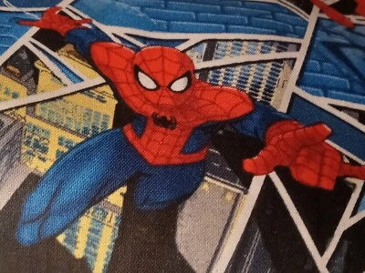2 Pieces Spiderman Cartoon Web Fabric Cloth Cotton Red Blue  14"Width ×36"  - Image 1 of 4