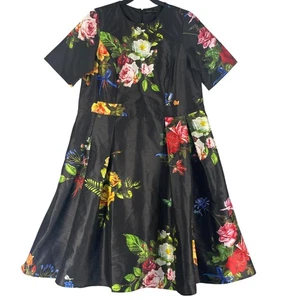 Vestido eShakti para mujer 2X/3X* ajuste floral acampanado bolsillos brillantes - Imagen 1 de 18