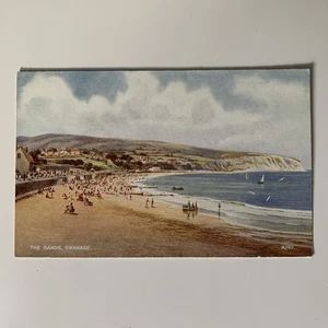 The Sands. Swanage. Art Colour Postcard. Valentine. B. F. C. Parr. Vintage - Picture 1 of 2