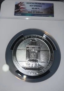 2010 5oz American The Beautiful Hot Springs NGC MS 68 PL  - Picture 1 of 2