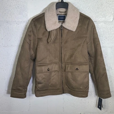 Club Room Men's Faux Suede shearling lined Jacket, Tan Small $250 - Image 1 of 4