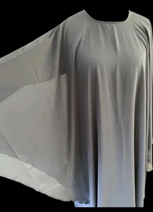 Womens Ladies Butterfly Chiffon Plain Abaya/Jilbab/Farasha Dubai Grey - Size 58 - Picture 1 of 3
