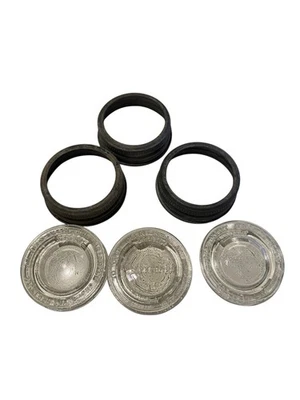 3 Vintage Ball Zinc Lids w/ Presto Clear Glass Insert Canning Regular Mouth Ring - Image 1 of 4